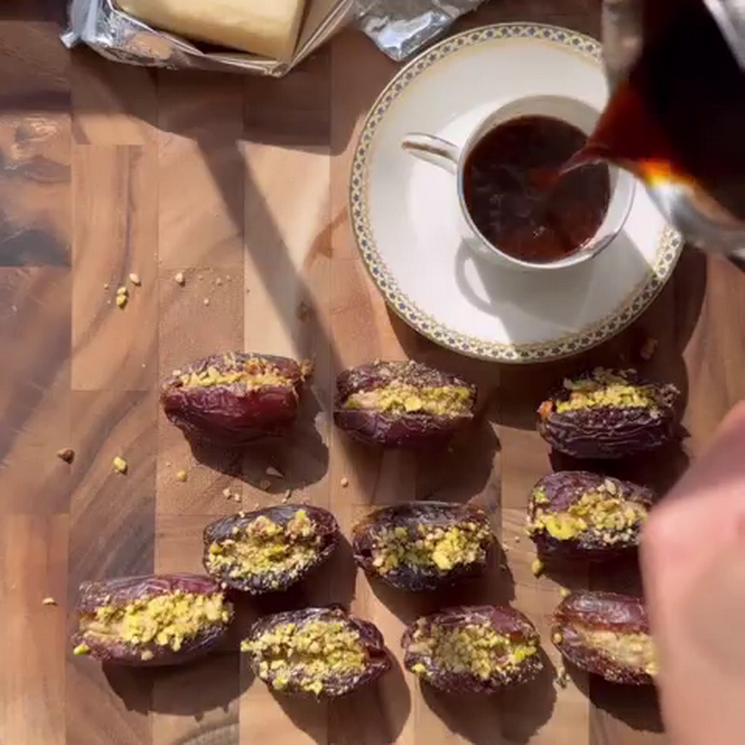 Dates with Cardamom and Coffee Marzipan