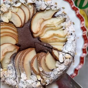 Flourless Chocolate Cake with Pears