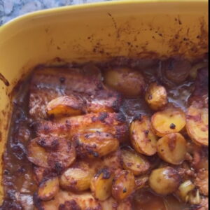Quick Fish Bake with Baby Potatoes, Leeks & Ssamjang.